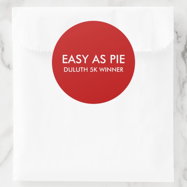 Easy As Pie Classic Round Sticker (Bag)