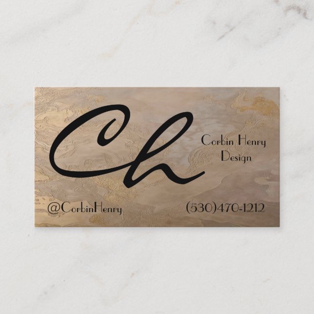 Easy Beige Gold Business Cards (Front)