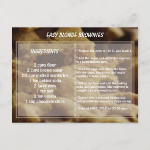 Easy Blonde Brownie Recipe Postcard