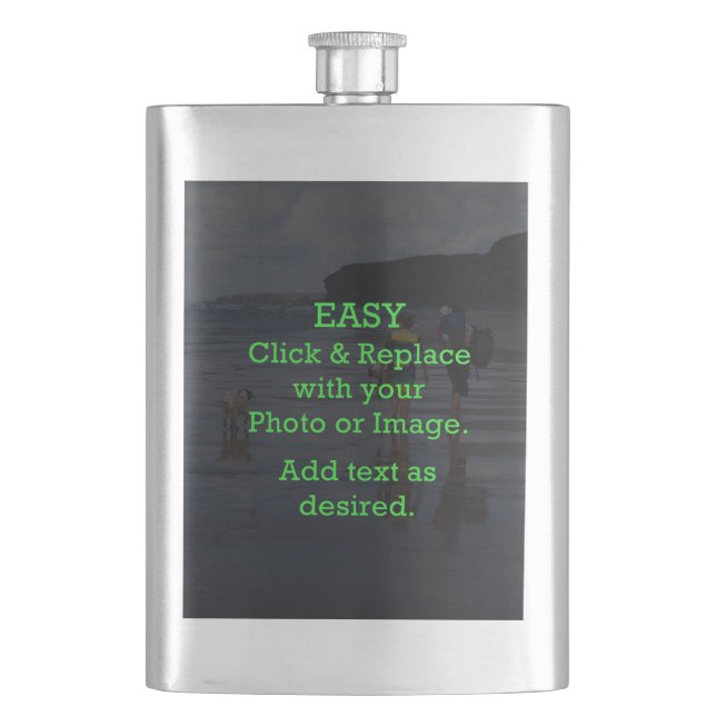Easy Click & Replace Image to Create Your Own Hip Flask (Front)