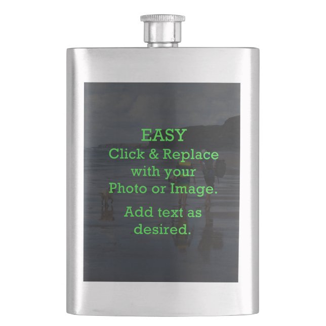 Easy Click & Replace Image to Create Your Own Hip Flask (Front)