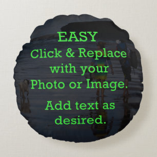 Easy Click & Replace Image to Create Your Own Round Cushion