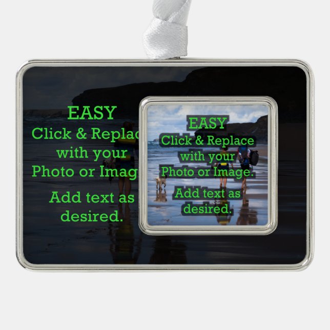 Easy Click to Create Your Own Photo on Photo Silver Plated Framed Ornament (Front)