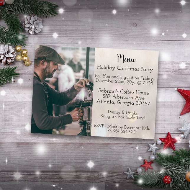 Easy Coffee Shop Menu Style Christmas Party Invitation (Creator Uploaded)