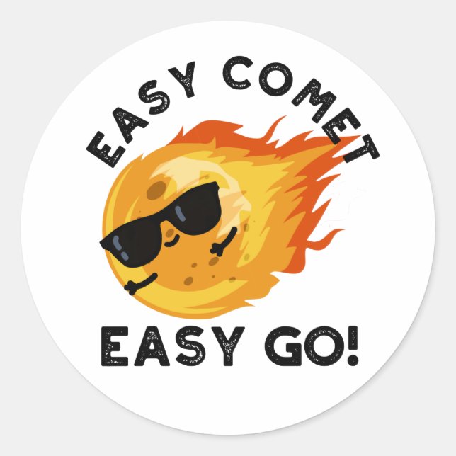 Easy Comet Easy Go Funny Astronomy Pun Classic Round Sticker (Front)