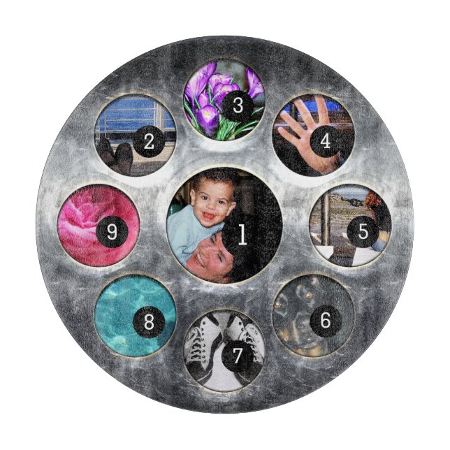 Easy Create Your Own with 9 photos Have Fun! Cutting Board (Front)