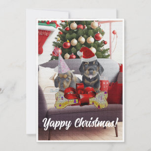 Easy Custom Funny Dachshund Dog Yappy Xmas Card