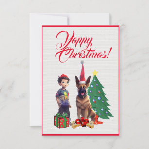 Easy Custom German Shepherd With Girl Xmas Card