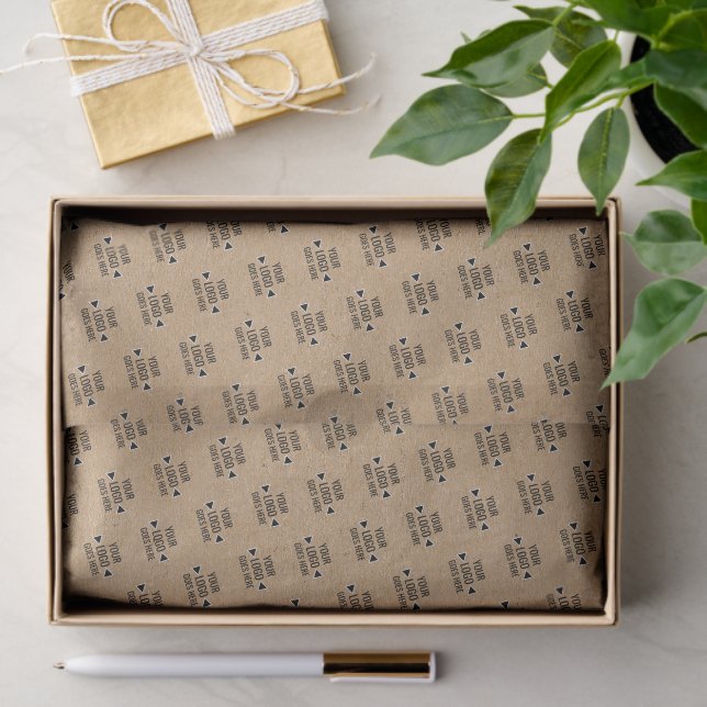 Easy Custom Logo Pattern Faux Rustic Brown Kraft Tissue Paper (Gift)
