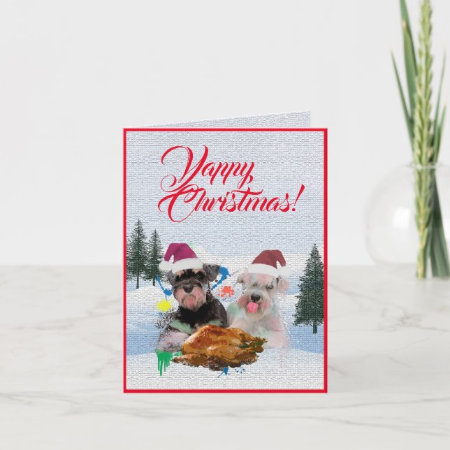 Easy Customisable Cute Schnauzer Dog Xmas Card (Front)