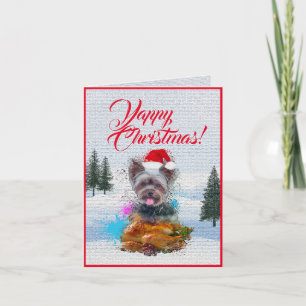 Easy Customisable Cute Yorkie Dog Yappy Xmas Card