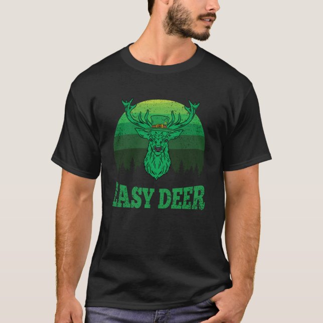 Easy Deer Hunting St Patricks Day Retro Irish Hunt T-Shirt (Front)