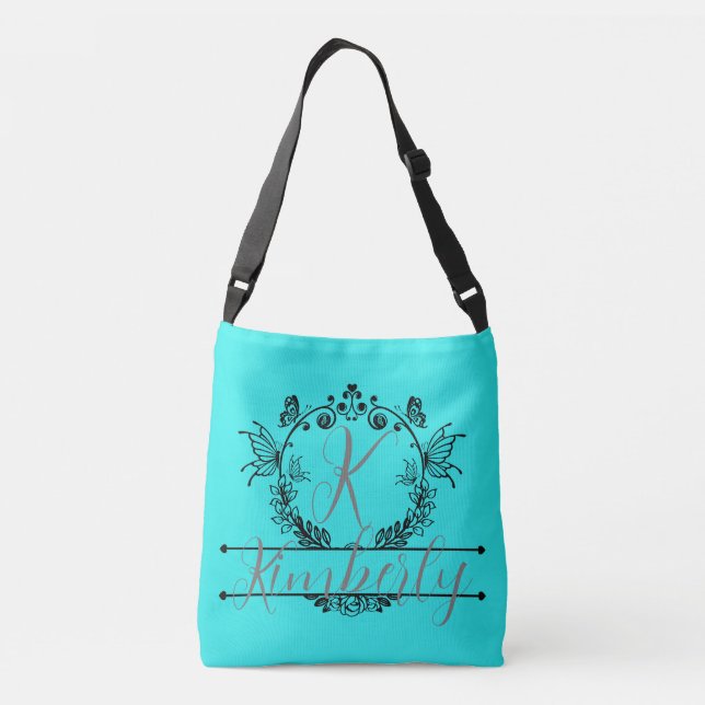 "Easy Does It Turquoise" Customisable Monogram  Crossbody Bag (Back)