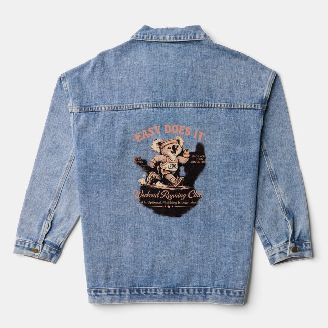 Easy Does It Weekend Running Club Retro Koala Tee Denim Jacket (Back)