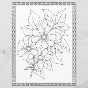 Easy Elegant Floral Coloring Page