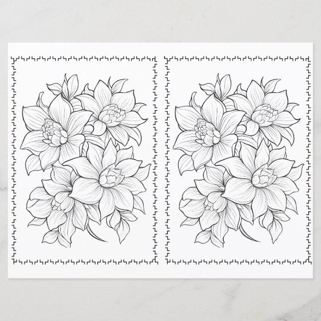 Easy Elegant Floral Colouring Page  (Front)