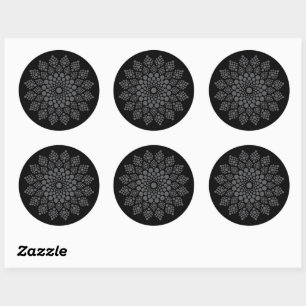 Easy Fun Floral Dot Mandala Template  Classic Round Sticker