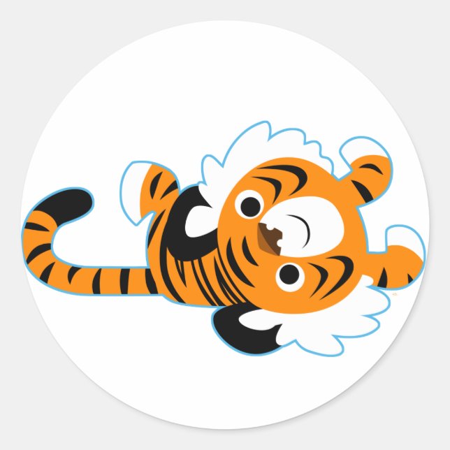 Easy-Going Cute Cartoon Tiger Sticker (Front)