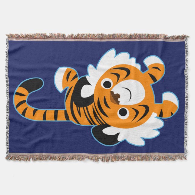 Easy-Going Cute Cartoon Tiger Throw Blanket (Front)