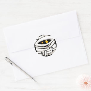 Easy Halloween Costume Mummy Wrap Face Classic Round Sticker