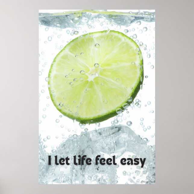 Easy Living: Refreshing Lime & Water Splash Art Poster (Front)