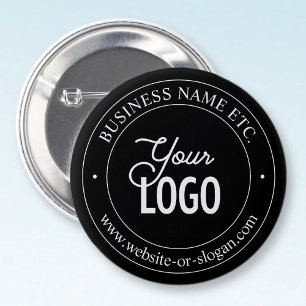 Easy Logo Replacement & Customisable Text Black 6 Cm Round Badge