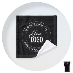 Easy Logo Replacement & Customisable Text   Black Bath Towel Set