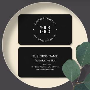 Easy Logo Replacement & Customisable Text Black Business Card