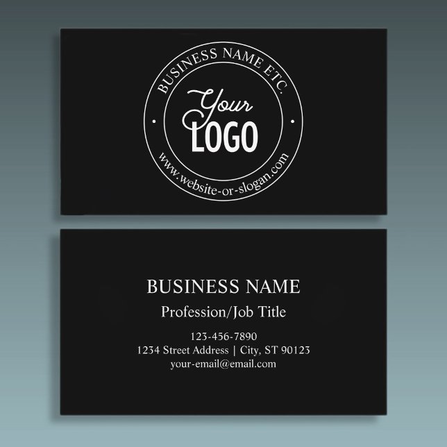 Easy Logo Replacement & Customisable Text | Black Business Card (Creator Uploaded)