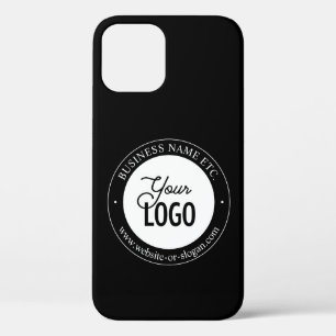 Easy Logo Replacement & Customisable Text   Black  iPhone 12 Case