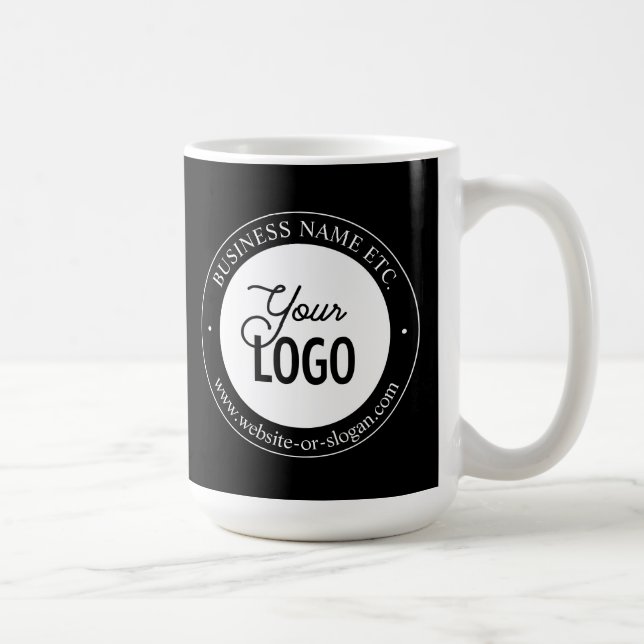 Easy Logo Replacement & Customisable Text | Black  Coffee Mug (Right)