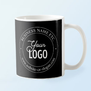 Easy Logo Replacement & Customisable Text Black Coffee Mug