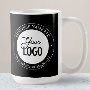 Easy Logo Replacement & Customisable Text   Black  Coffee Mug
