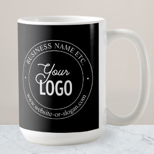 Easy Logo Replacement & Customisable Text   Black Coffee Mug