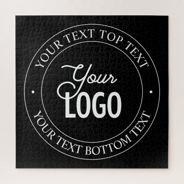 Easy Logo Replacement & Customisable Text | Black Jigsaw Puzzle (Vertical)