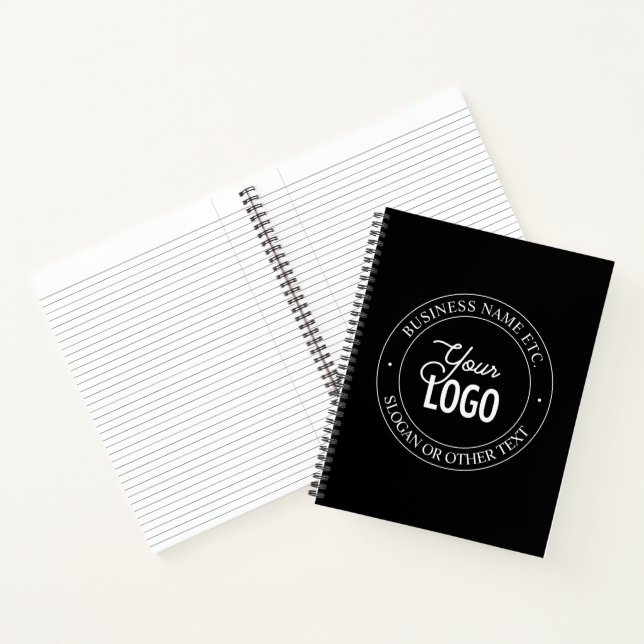 Easy Logo Replacement & Customisable Text | Black Notebook (Inside)