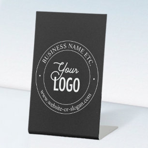 Easy Logo Replacement & Customisable Text Black Pedestal Sign