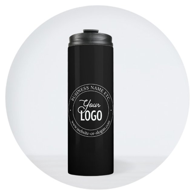 Easy Logo Replacement & Customisable Text | Black  Thermal Tumbler (Creator Uploaded)