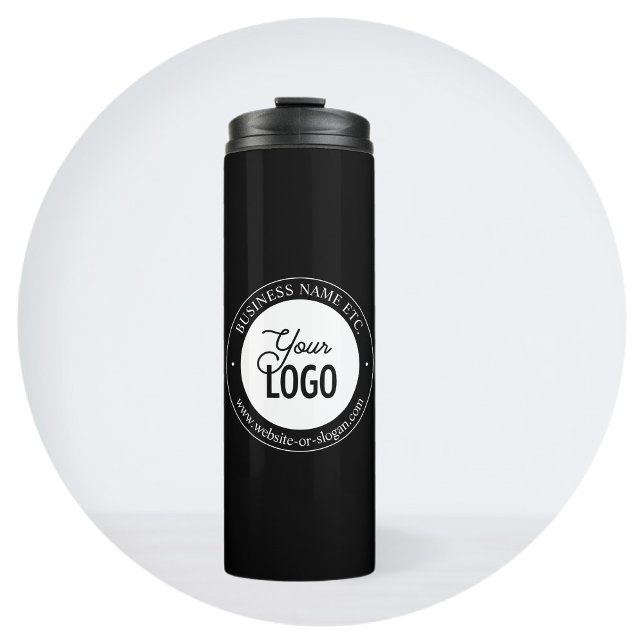 Easy Logo Replacement & Customisable Text | Black Thermal Tumbler (Creator Uploaded)