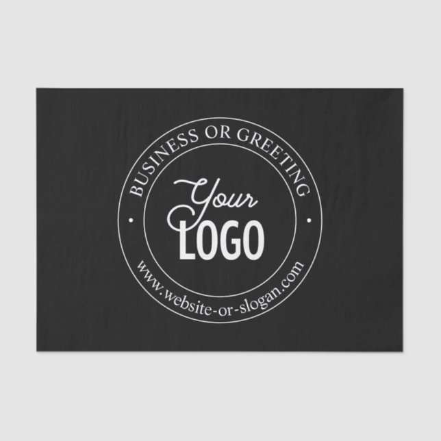 Easy Logo Replacement & Customisable Text | Black Tissue Paper (Front)