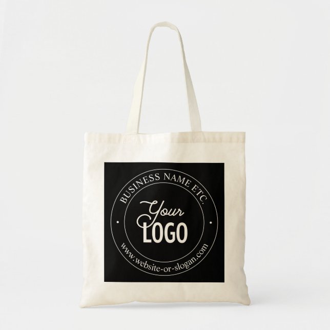Easy Logo Replacement & Customisable Text | Black Tote Bag (Front)