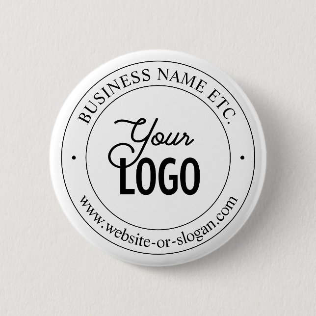 Easy Logo Replacement & Customisable Text | White 6 Cm Round Badge (Front)