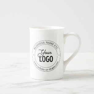 Easy Logo Replacement & Customisable Text   White Bone China Mug