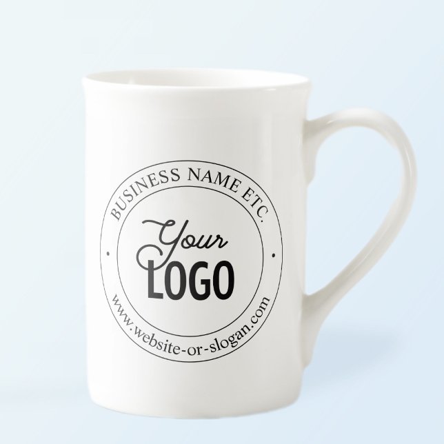 Easy Logo Replacement & Customisable Text | White Bone China Mug (Creator Uploaded)