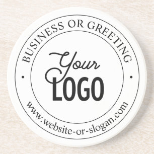 Easy Logo Replacement & Customisable Text   White Coaster