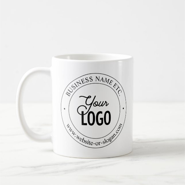 Easy Logo Replacement & Customisable Text | White Coffee Mug (Left)