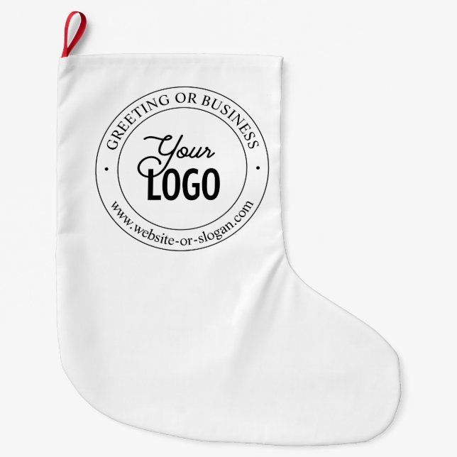Easy Logo Replacement & Customisable Text | White Large Christmas Stocking (Front)