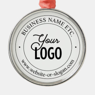 Easy Logo Replacement & Customisable Text   White Metal Ornament