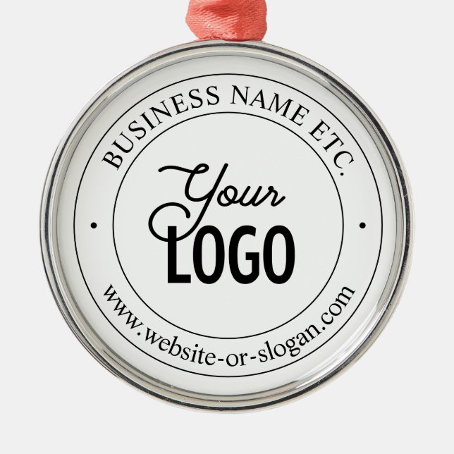 Easy Logo Replacement & Customisable Text | White Metal Ornament (Front)