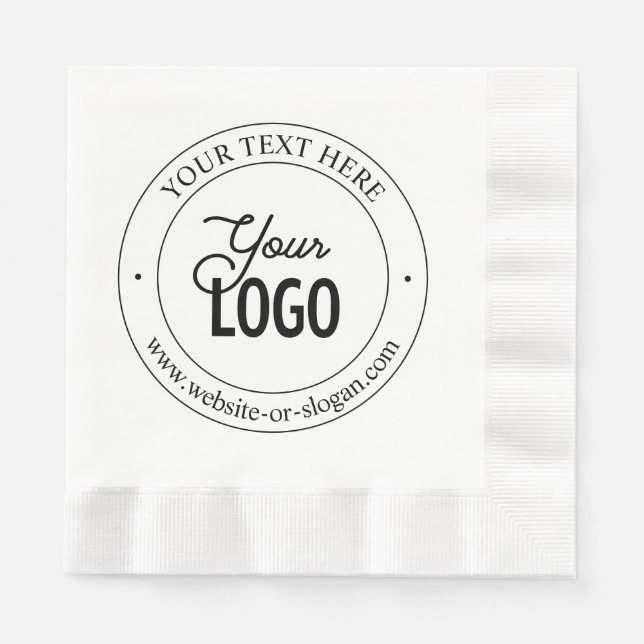 Easy Logo Replacement & Customisable Text | White Napkin (Front)